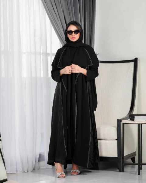 Crepe Abaya with Cobra Silk Black IB138 Black