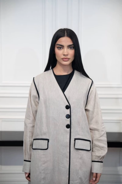 عباية لينن باللون البيج C:IB328 Beige
