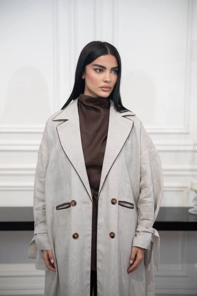 عباية بليزر لينن باللون البيج C:IB327 Beige